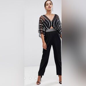 ASOS DESIGN embellished jumpsuit with kimono sleeve and peg leg Size 6 NWT